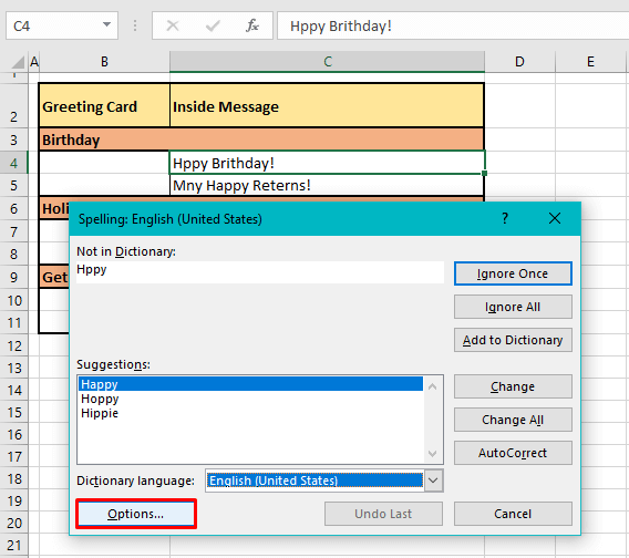 Spell Check Settings In Excel