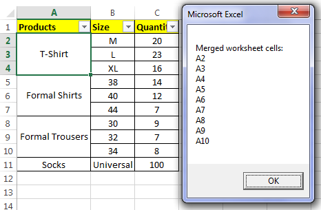 Find Merged Cells in Excel