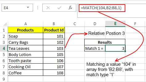 Excel Match Function