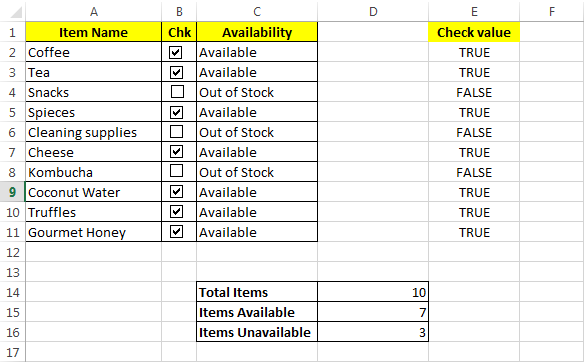 Inserting a Checkbox with example