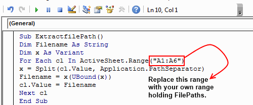 Macro to replace filename with corresponding paths