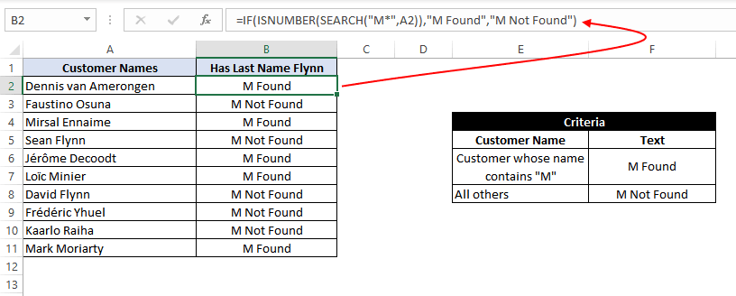 Using SEARCH function with wildcard operators