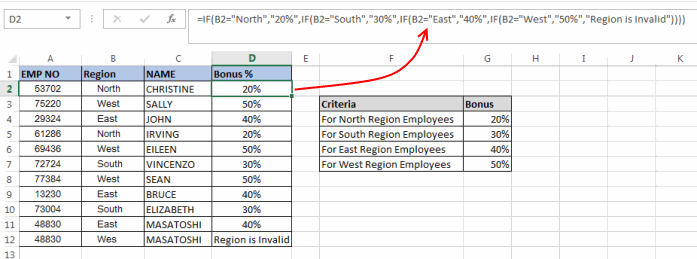 Excel Nested If'