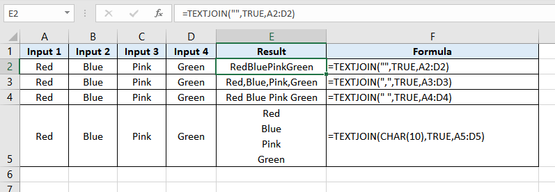 Concatenating Multiple Columns with Delimiter Using the TEXTJOIN function