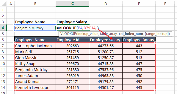 Vertical Lookup how to use table 04