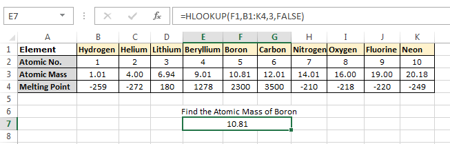H_LOOKUP Example 4