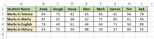Student Table For H_Lookup in VBA