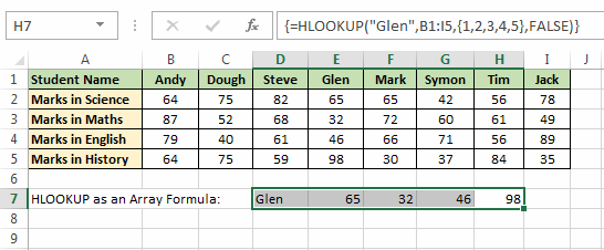 HLookup returning multiple values