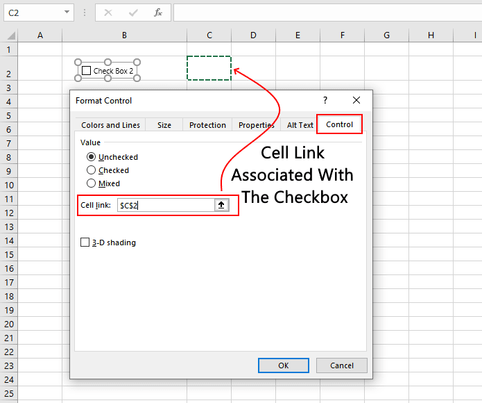 Setting a Cell Link For Checkbox