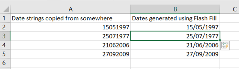 Setting Date Format with Flash Fill