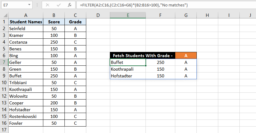 FILTER function With Multiple Criteria (AND/OR operator)