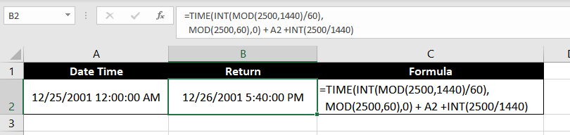 Add Minutes to a DateTime in Excel