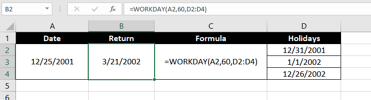 Add Working Days to a Date in Excel