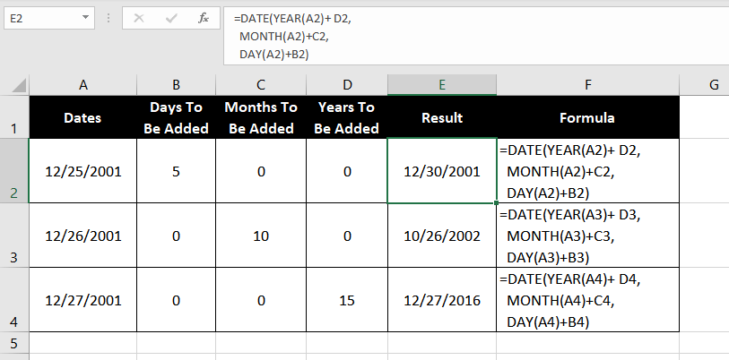 Adding Days, Months, or Years with DAY and DATE function