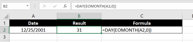 Finding the Number of Days in a Month with DAY function