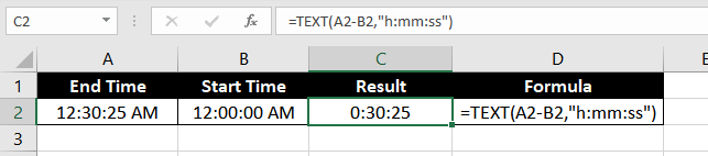 Subtracting Two Times (Without Date) to Find the Difference