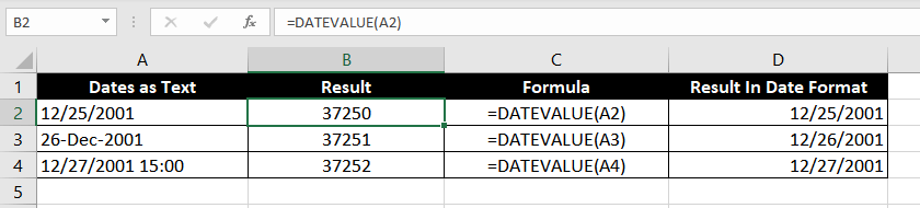 Using DATEVALUE and VALUE Functions