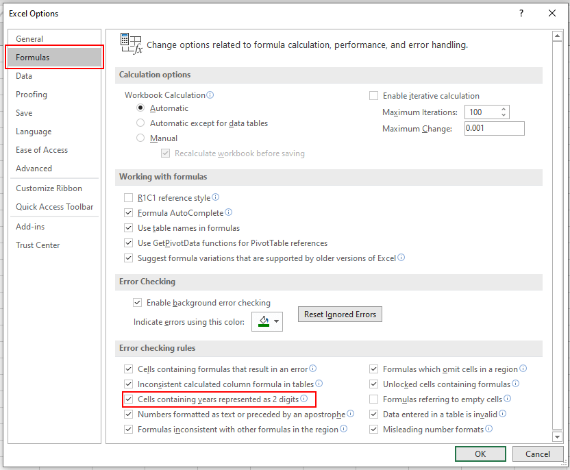 How to Enable/Disable Two-Digit Error Checking