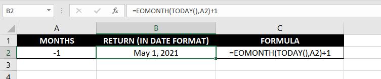 Getting First Day of Current Month Using EOMONTH