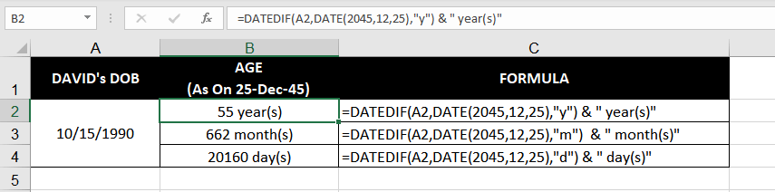 Age as on a Given Date in the Future