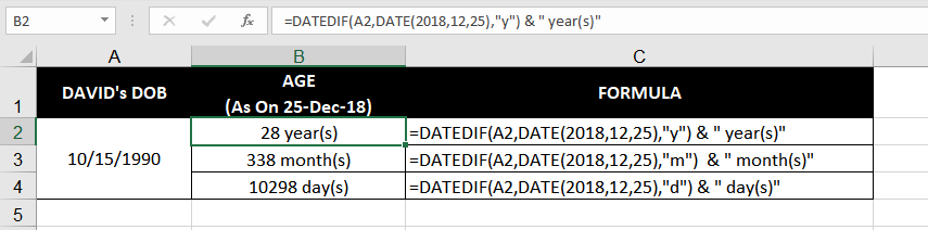 Age as on a Given Date in the Past