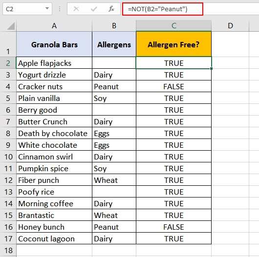 Excel-NOT-Function-Example-01