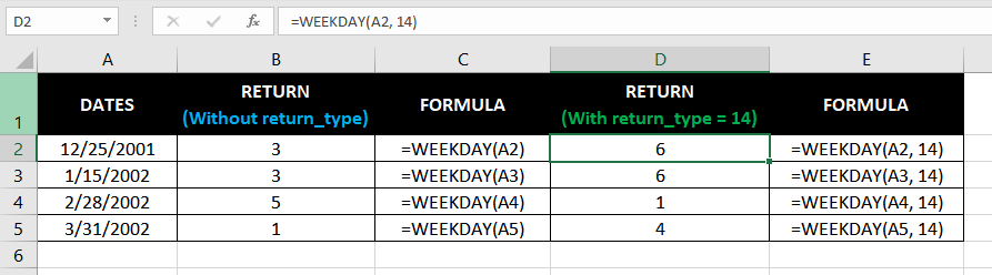 Excel-WeekDay-Function-Example-02