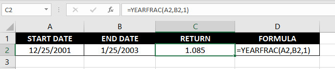 Excel-YEARFRAC-Function-Example-02