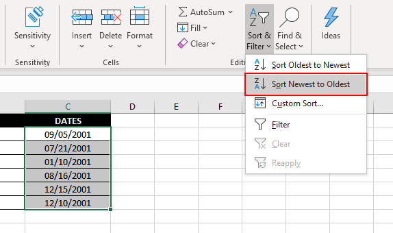 Sort-Newest-To-Oldest-Dates-Excel-Option-03