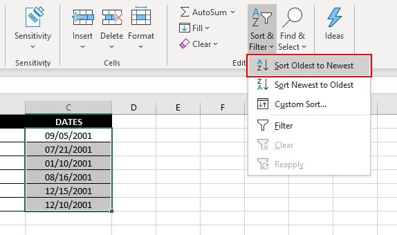 Sort-Oldest-To-Newest-Dates-Excel-Option-01
