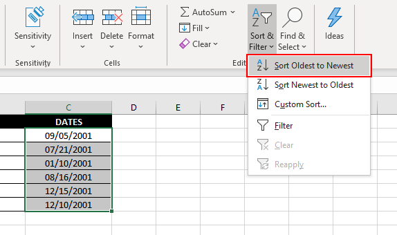 Sort Dates in Chronological Order