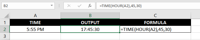 Create Time Using the HOUR Function