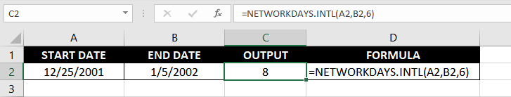 Excel-NETWORKDAYS.INTL-Function-Example-01
