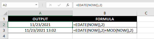 Using NOW Function With EDATE Function