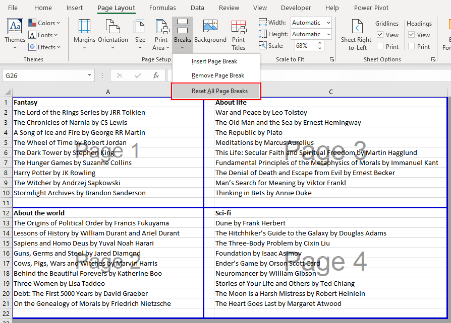 Reset all Manual Page Breaks