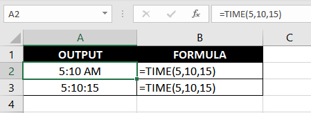 Plain Vanilla Formula for the TIME Function