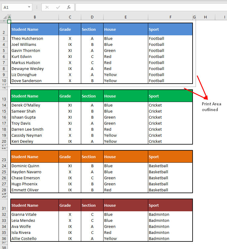 How to Set the Print Area in Excel Worksheets