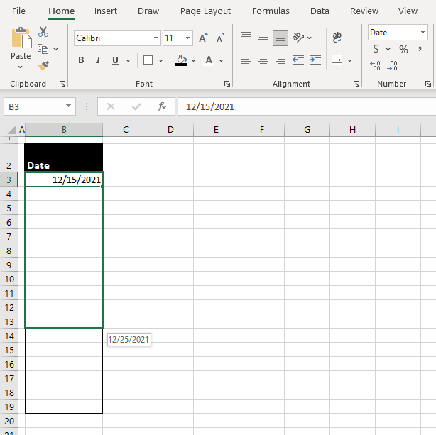 Auto Filling Dates In Excel via Fill Handle