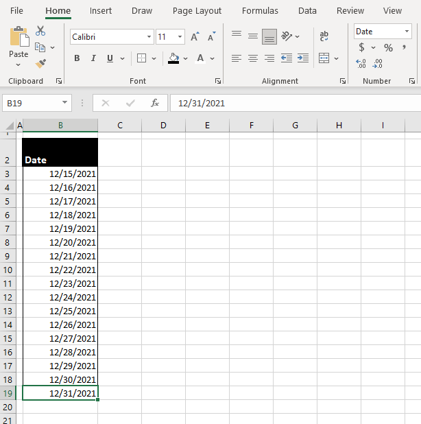 Auto Filling Dates In Excel via Fill Handle