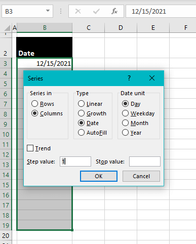 Autofill Dates With the Series Dialog