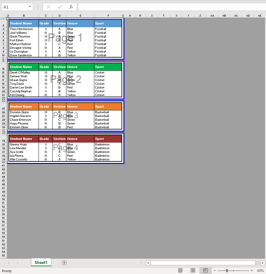 View your Excel Print Areas
