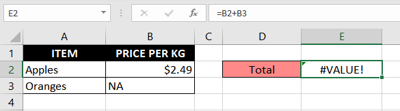 #Value!-Error-In-Excel-Example-01