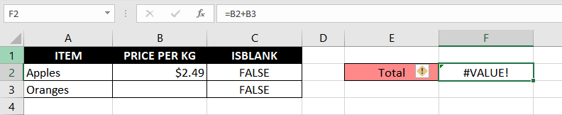 #Value!-Error-In-Excel-Example-04