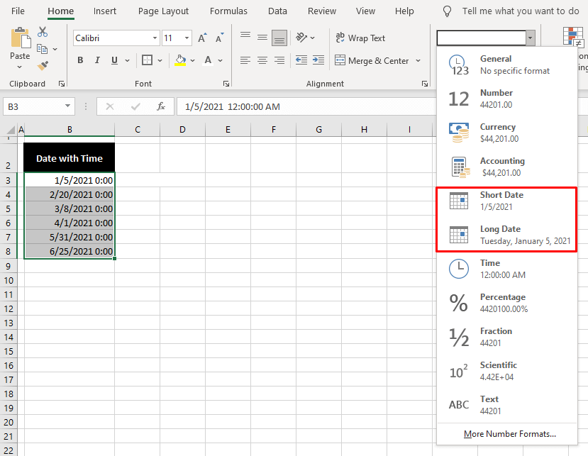 Remove Time from Date Using Find and Replace