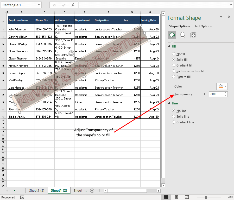 Add Watermark as Editable Text In Excel