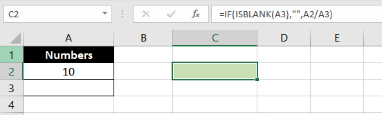 return a blank output if the denominator (i.e., cell A3) is blank