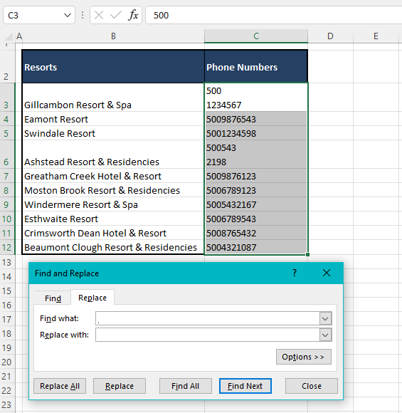 Use Find and Replace Option to Remove All the Spaces