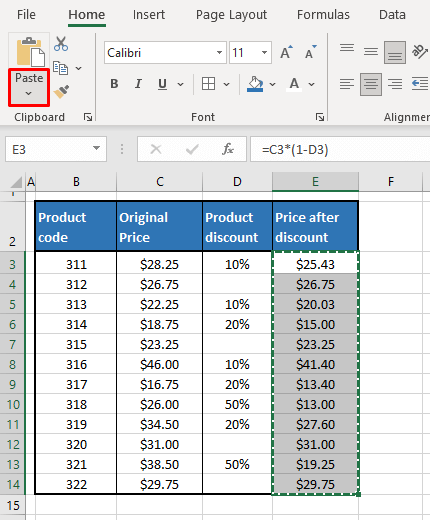 Using Paste Values from Ribbon 