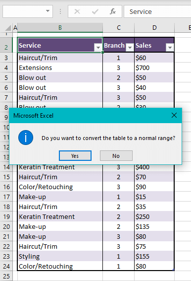 How to Remove Excel Table Formatting (Convert to Range)