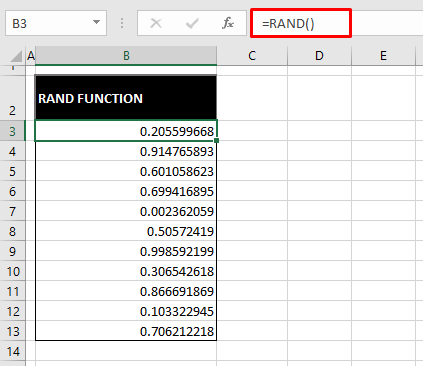 Using RAND Function